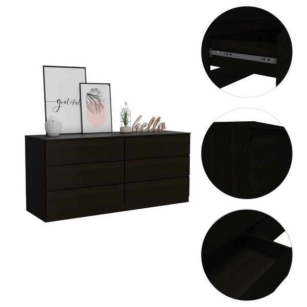 Minimalist Style 6-Drawer Rectangle Dresser for Bedroom， Superior Top， Modern Storage Dressers Organizer for Living Room - - 37828158