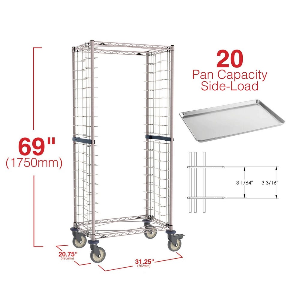 Metro RS3K4S Side-Load Stainless Steel/Metroseal 20-Pan Rack， 3