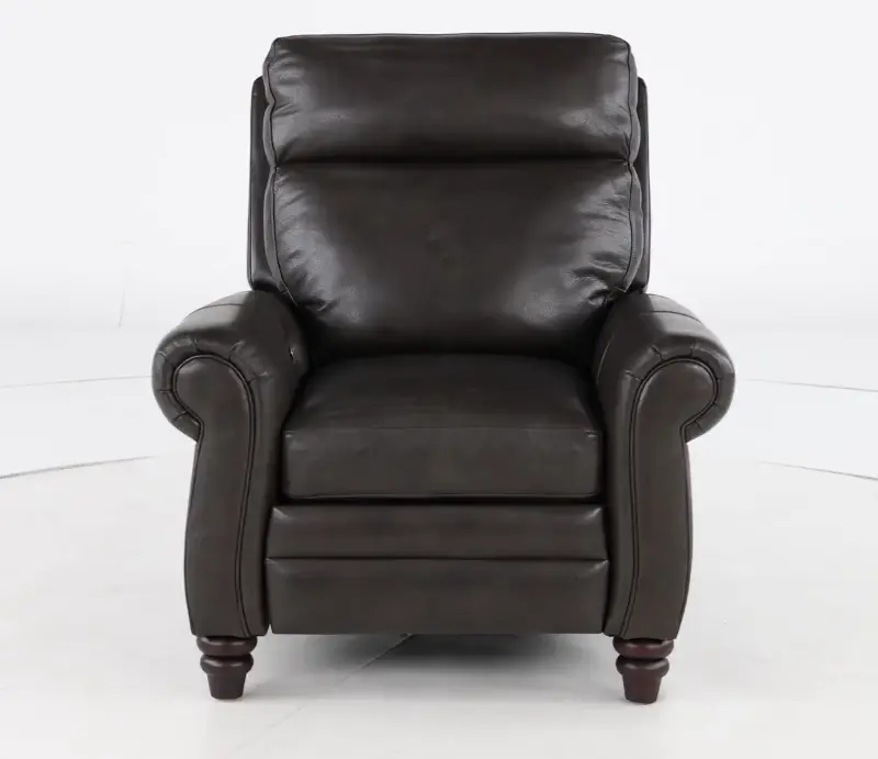 Fresh Twilight Gray Leather-Match High Leg Power Recliner