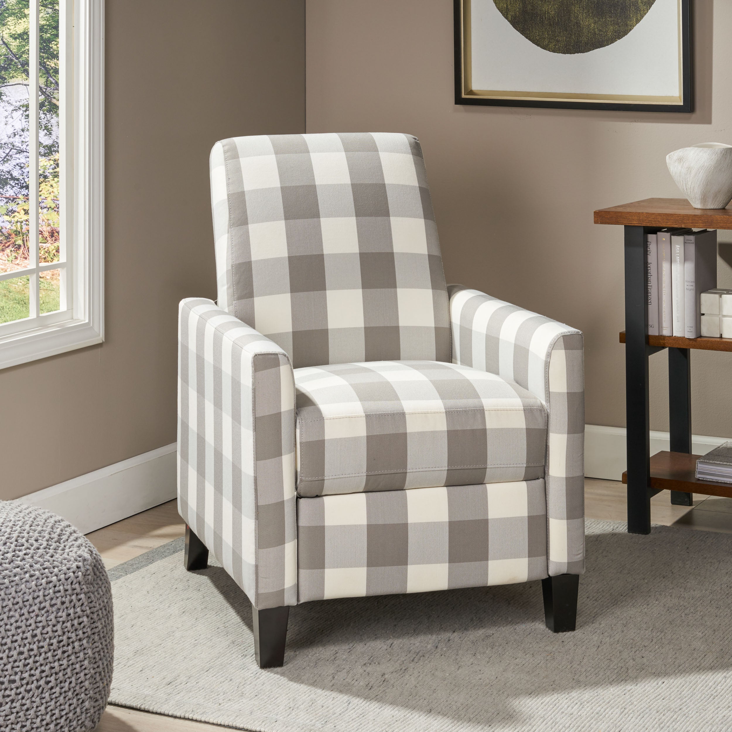 Nayan Contemporary Fabric Upholstered Push Back Recliner