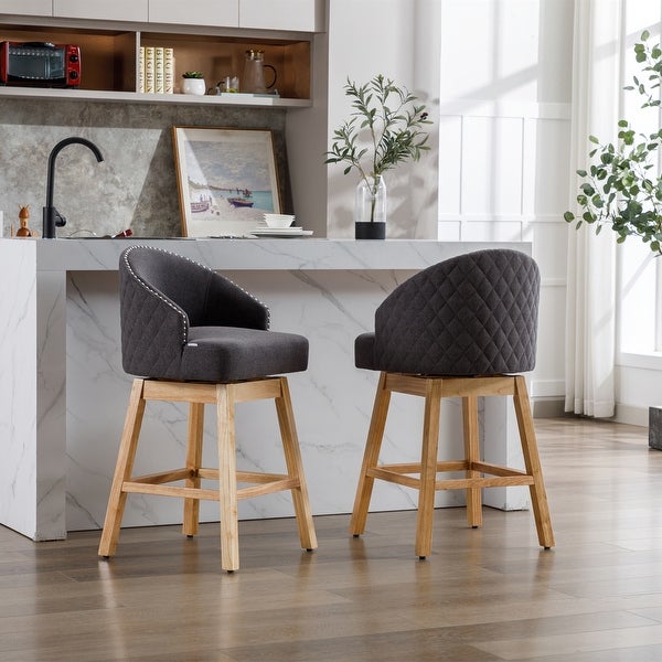 360 Degree Swivel Counter Height Bar Stools with Footrest Set of 2