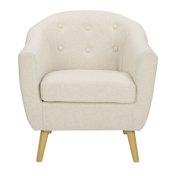 Rockwell Mid Century Accent Chair in Cream Fabric ...