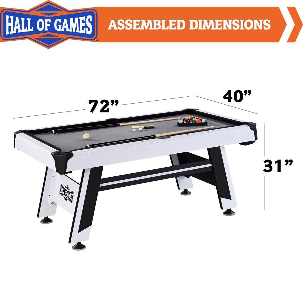 HALL OF GAMES 6 ft. Billiard Table with Ball and Cue Stick Set BL072Y22008