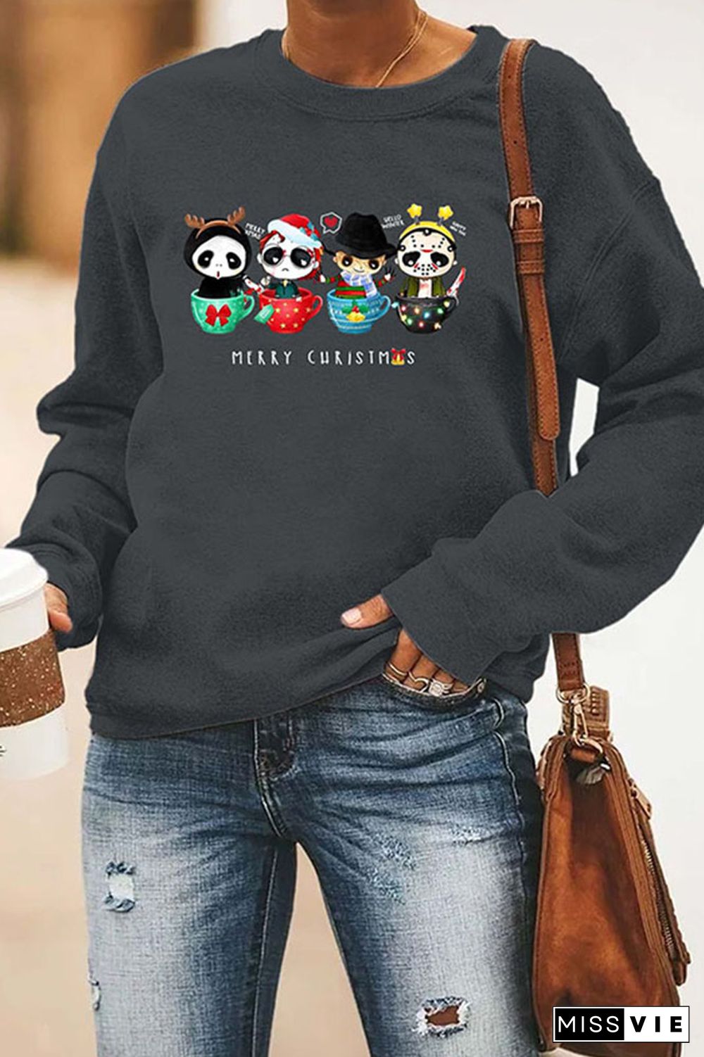 Horror Movie Characters Merry Christmas Classic Crew Sweatshirt Wholesale