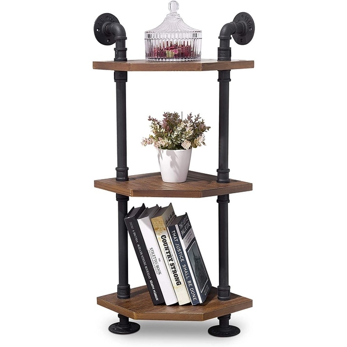 MCombo Industrial Wall Mount Pipe Shelves  Solid Wood