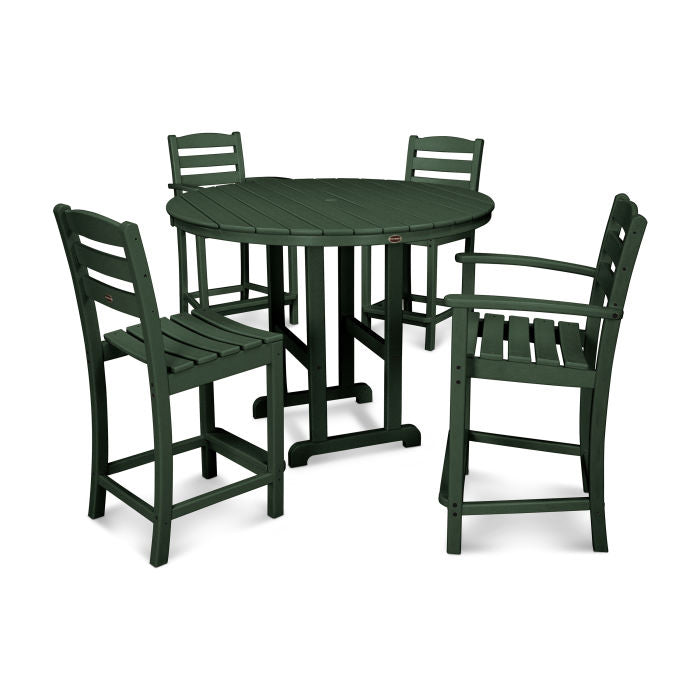 Polywood La Casa Café 5-Piece Round Farmhouse Counter Dining Set PWS254-1