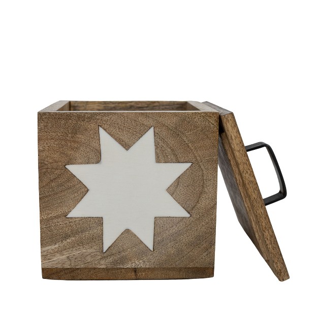 Barn Quilt Trinket Box With Lid Wood Metal amp White Resin By Foreside Home amp Garden