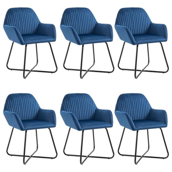 Dining Chairs 6 pcs Blue Velvet