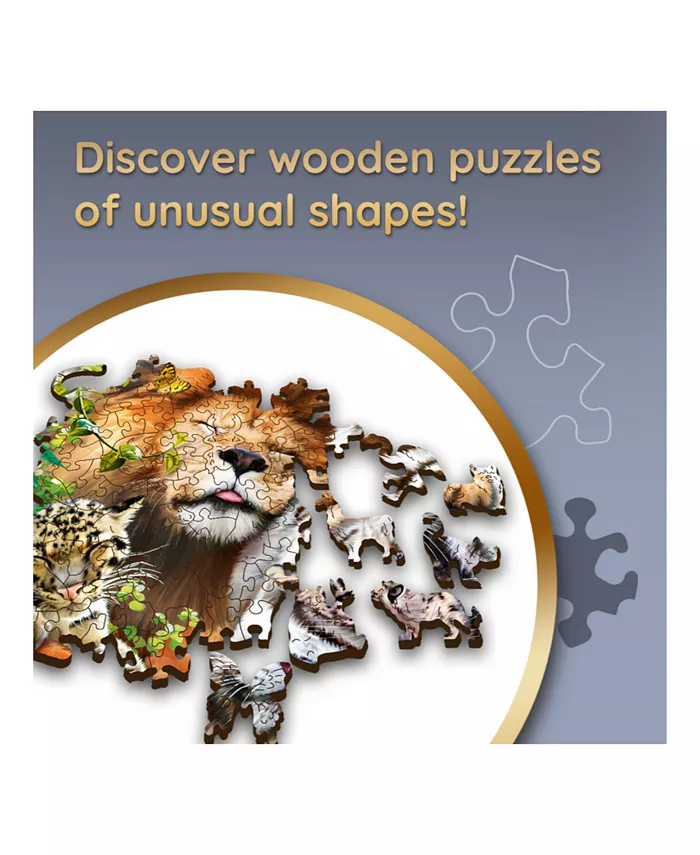 Trefl Wood Craft 501 Piece Wooden Puzzle - Wild Cats in The Jungle