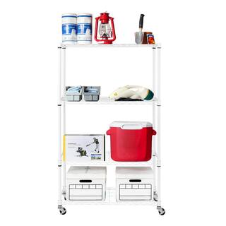 Seville Classics White 4-Tier Heavy Duty Steel Wire Garage Storage Shelving Unit (36 in. W x 56.5 in. H x 14 in. D) SHE15381B