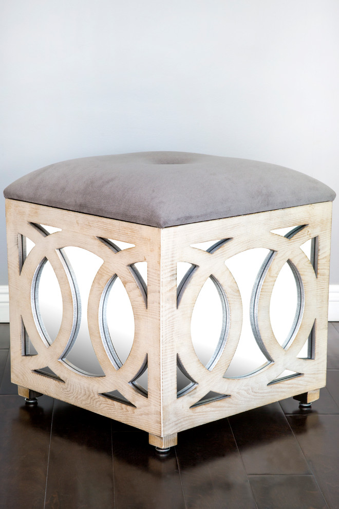 Tyra Mirrored Ottoman   Farmhouse   Footstools And Ottomans   by Statements by J  Houzz