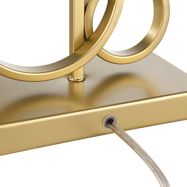 High Brass Gold Metal Open Rings Oatmeal Fabric Rectangular Shade For Bedroom Living Room Bedside Nightstand