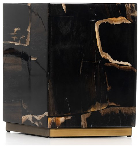 Gerasimos End Table Matte Brass  Dark Petrified Wood   Contemporary   Side Tables And End Tables   by Rustic Home Furniture Deco  Houzz