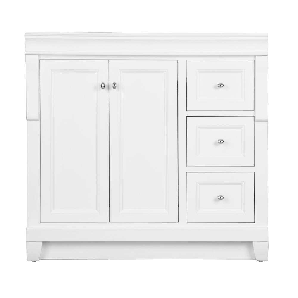 Home Decorators Collection Naples 36 in. W Bath Vanity Cabinet Only in White with Right Hand Drawers NAWA3621D