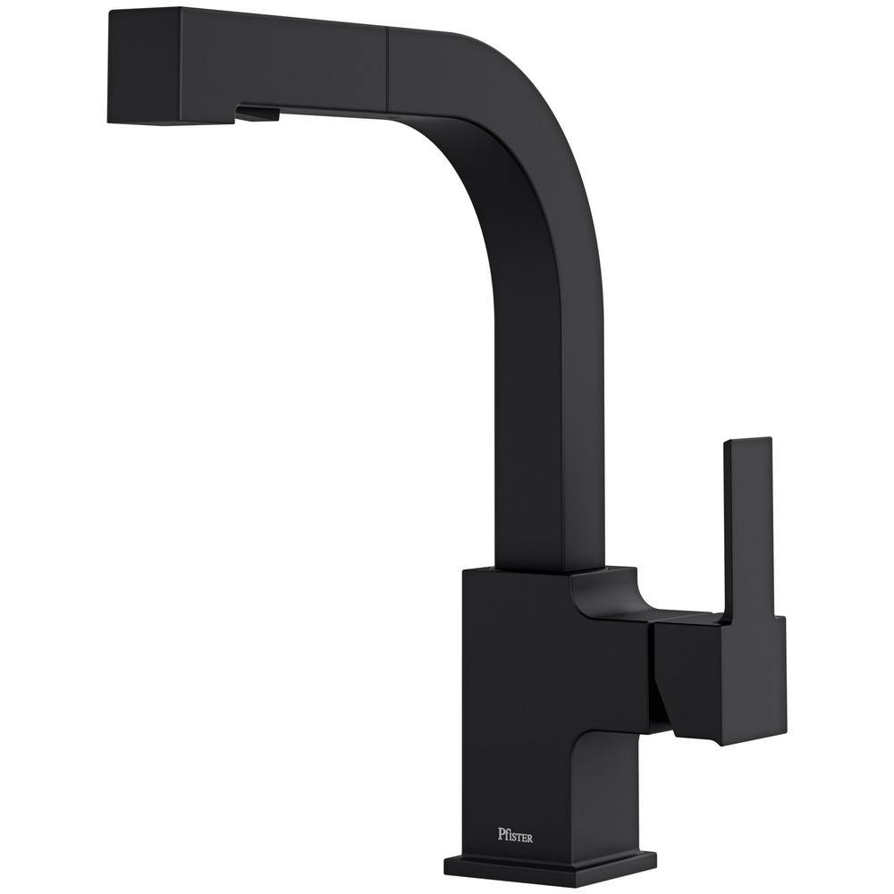 Pfister Arkitek Single-Handle Pull-Out Sprayer Kitchen Faucet in Matte Black LG534-LPMB