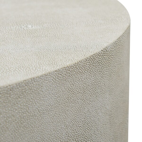 Dann Foley Lifestyle - Oval Side Table - Ivory Faux Leather Shagreen Finish