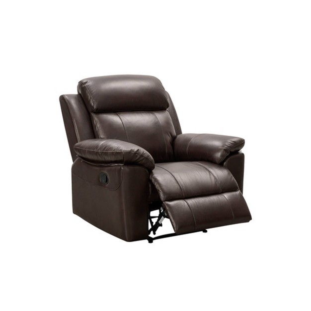 Bryce Top Grain Leather Recliner Dark Brown Abbyson Living