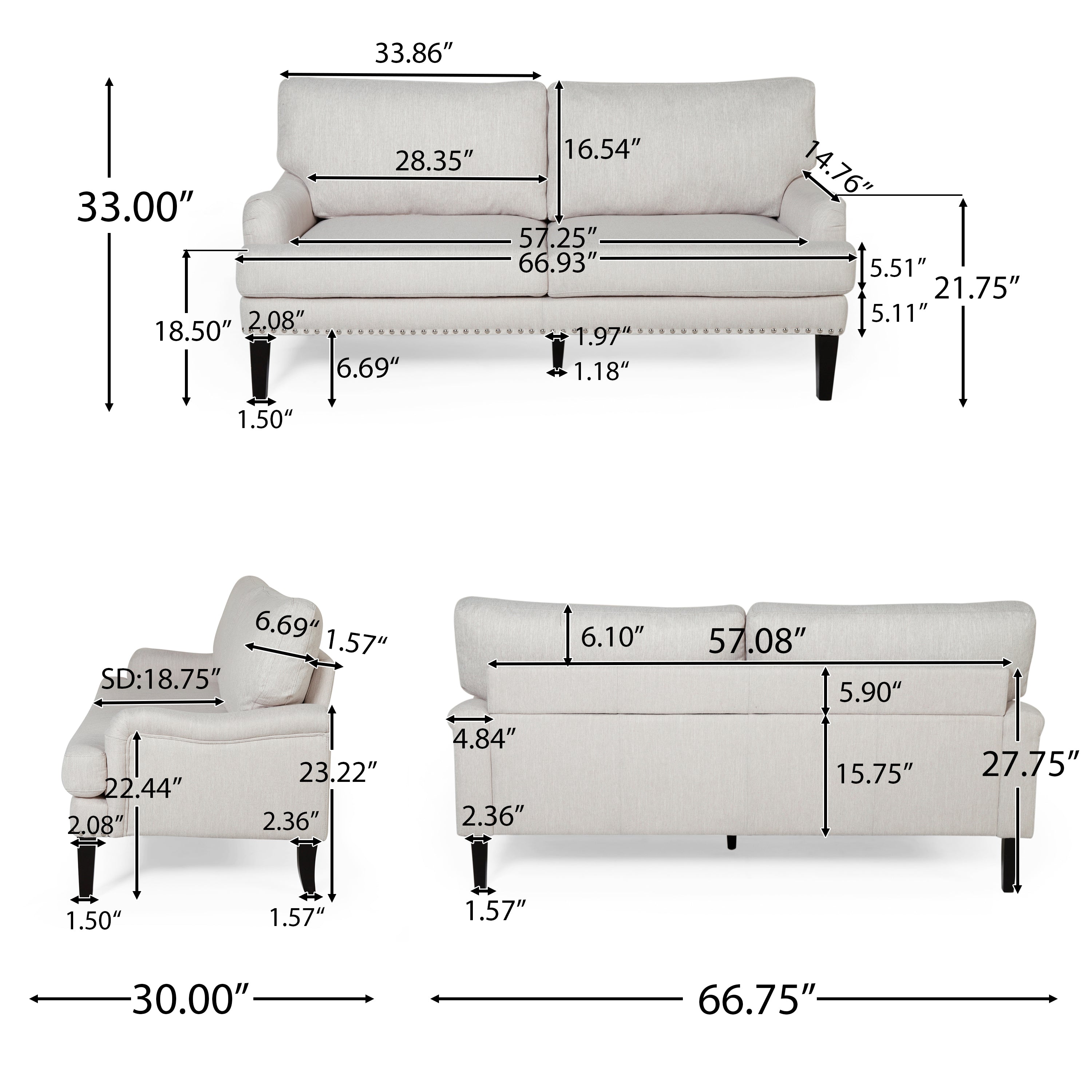 Karsyn Contemporary Fabric Loveseat