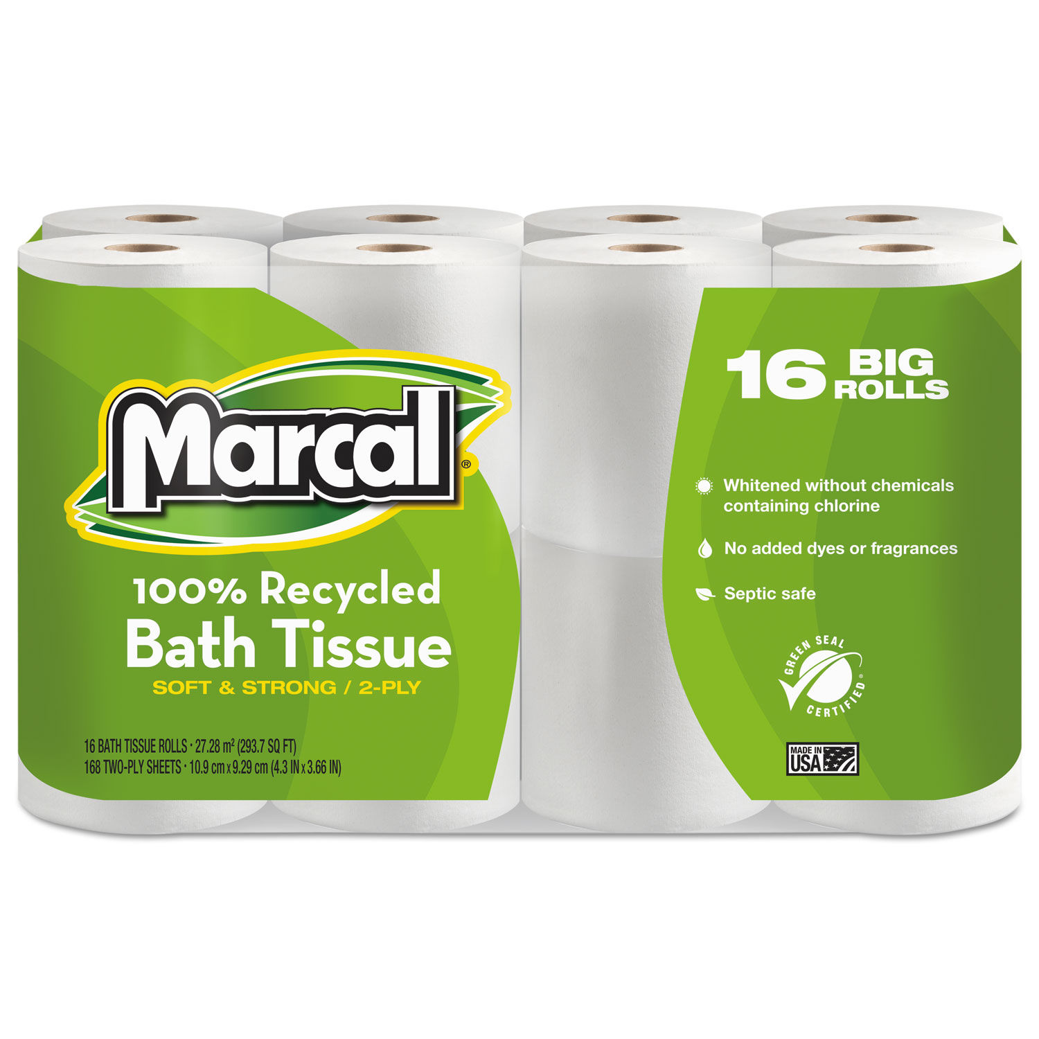 100% Recycled 2-Ply Bath Tissue by Marcalandreg; MRC1646616PK