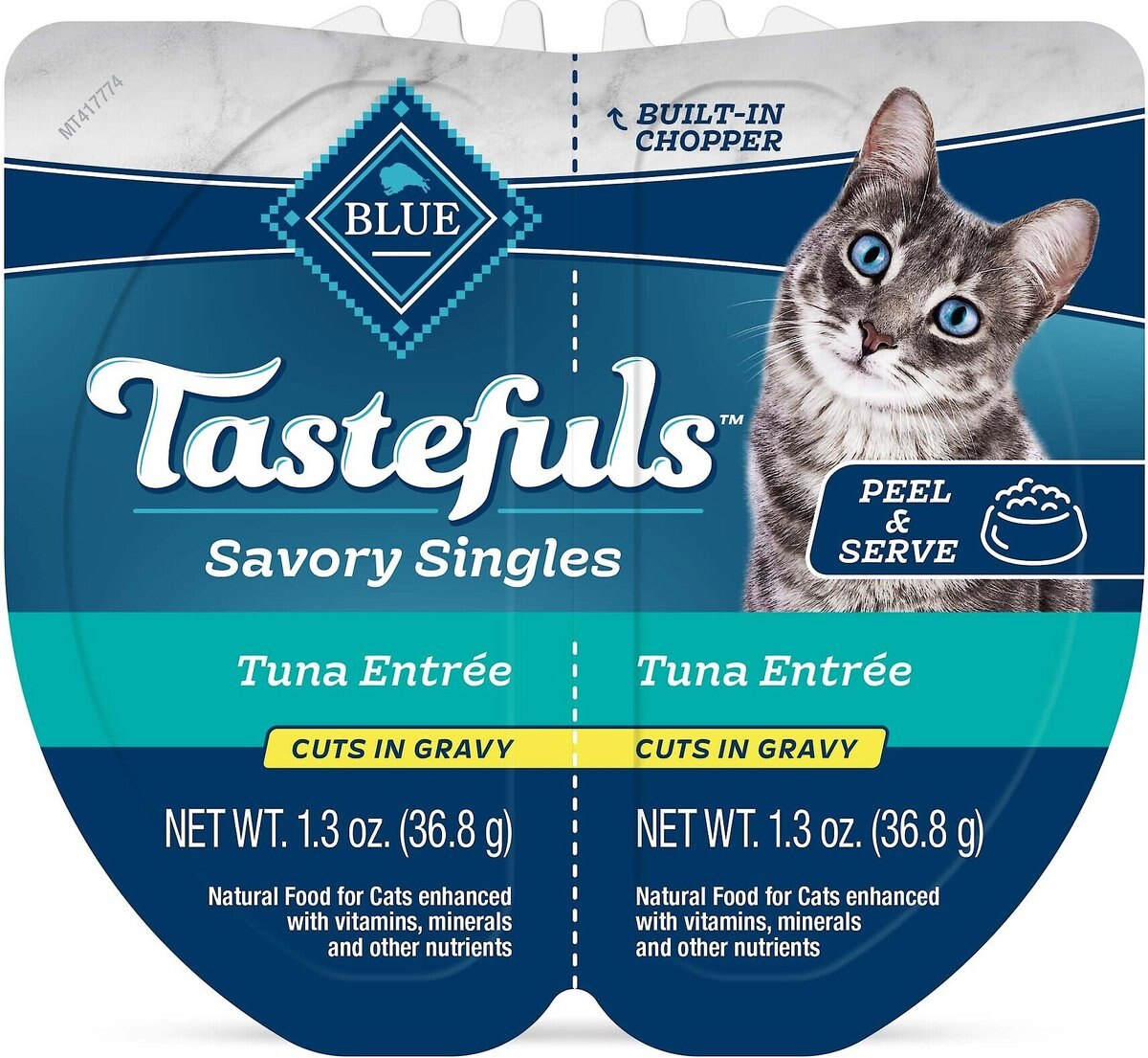 Blue Buffalo Tastefuls Savory Singles Tuna Entrée Cuts in Gravy Adult Cat Food， 2.6-oz cup， case of 24