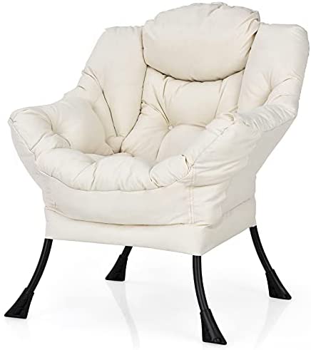 Giantex Modern Lazy Chair, Accent Contemporary Lounge Chair Polyester Fabric w/Steel Frame