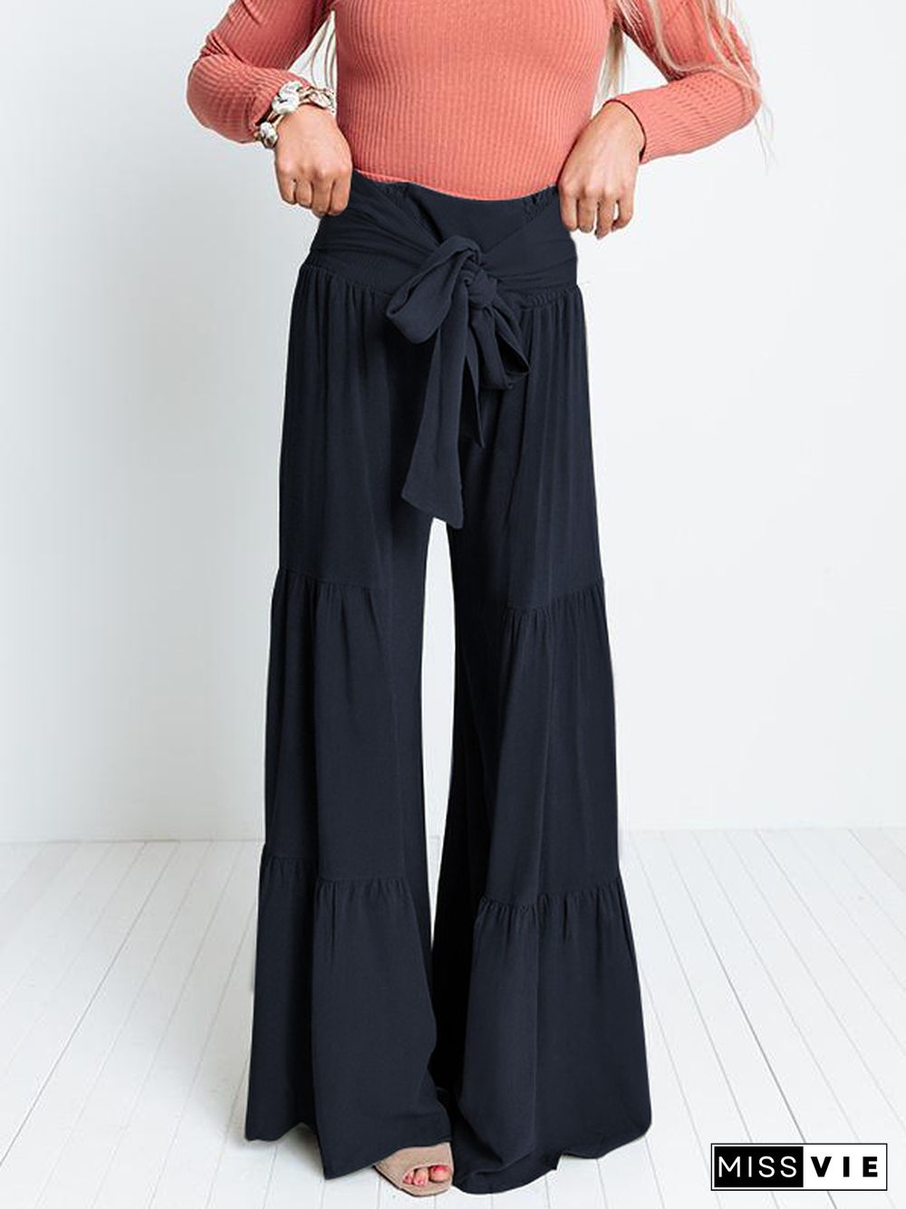 11 Colors Simple High Waisted Solid Color Casual Wide Leg Pants