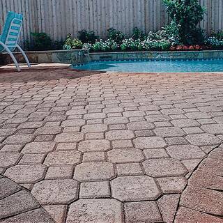 Pavestone Decorastone 9.06 in. L x 5.51 in. W x 2.36 in. H 60 mm TanBrown Concrete Paver (350 Pieces100 sq. ft.Pallet) 15633