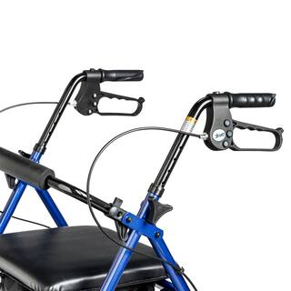 Drive Medical Aluminum Rollator Rolling Walker with Fold Up and Removable Back Support and Padded Seat Blue R728BL