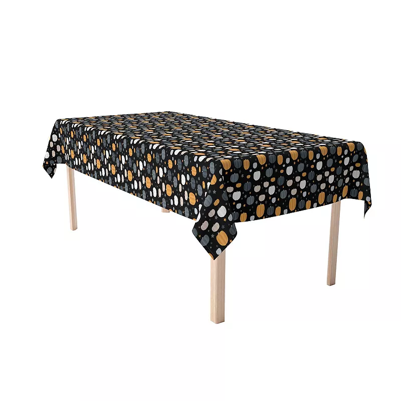 Rectangular Tablecloth， 100% Cotton， 52x120， Halloween Pumpkin and Stars