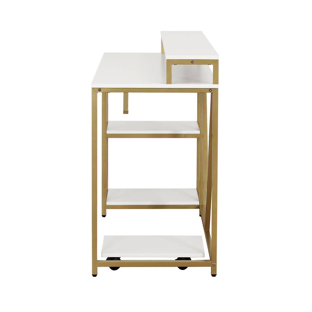 TECHNI MOBILI 46 in. W Gold Industrial Writing Desk RTA-7310D-GLD