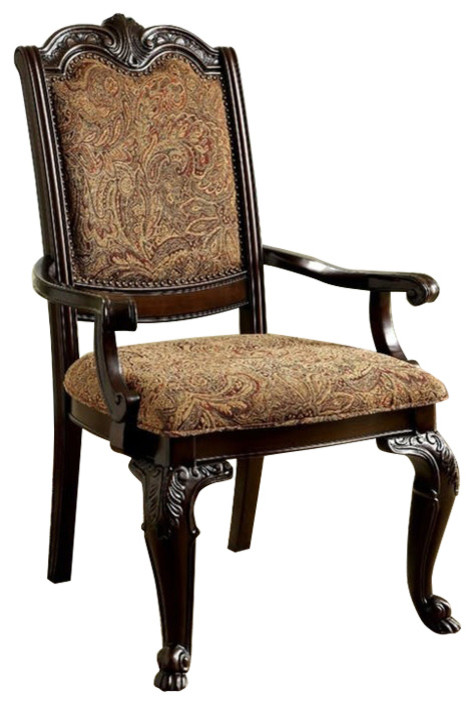 Classic Style Transitional Arm Chair  Cherry Brown   Traditional   Dining Chairs   by Benzara  Woodland Imprts  The Urban Port  Houzz