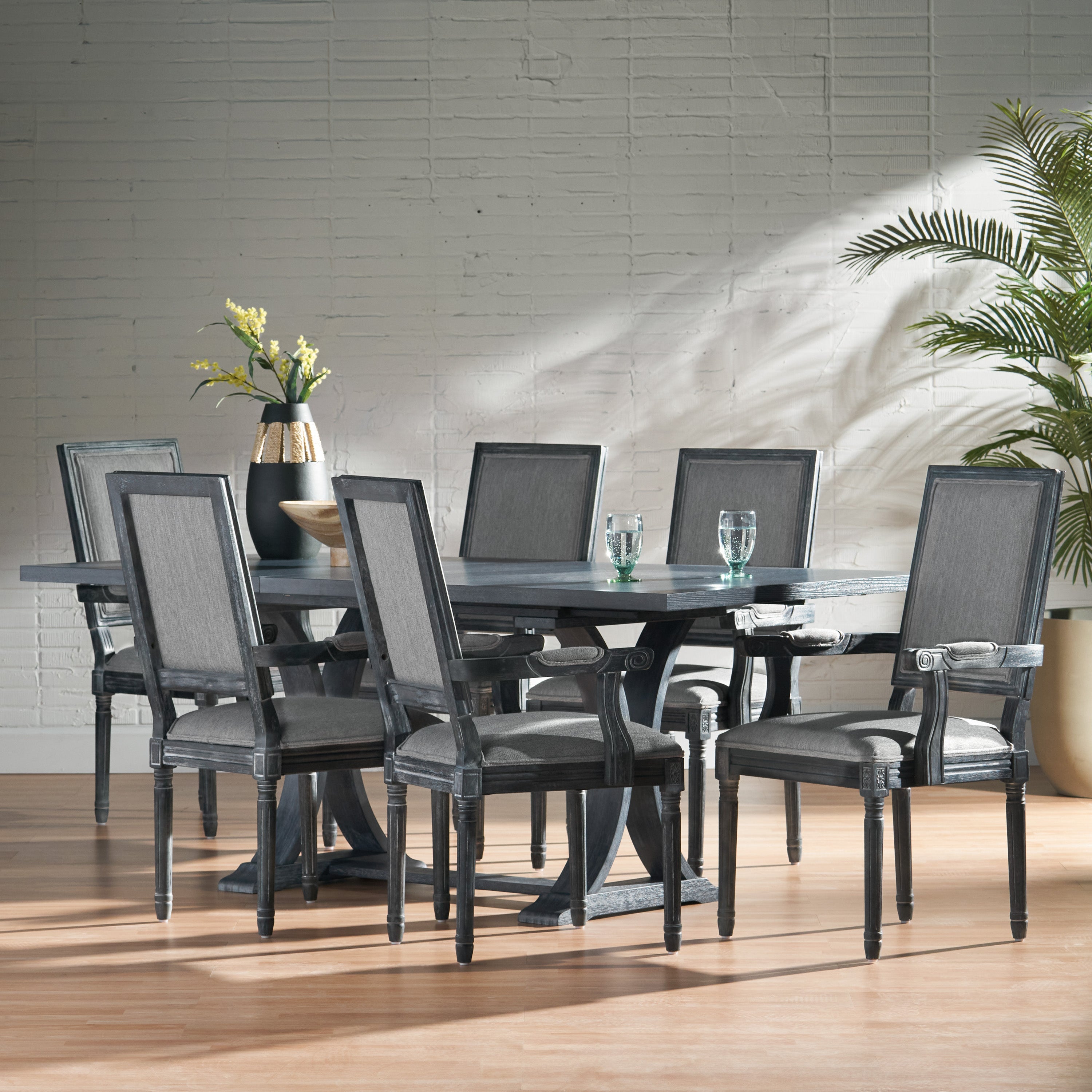 Ashlyn French Country Wood 7-Piece Expandable Dining Set