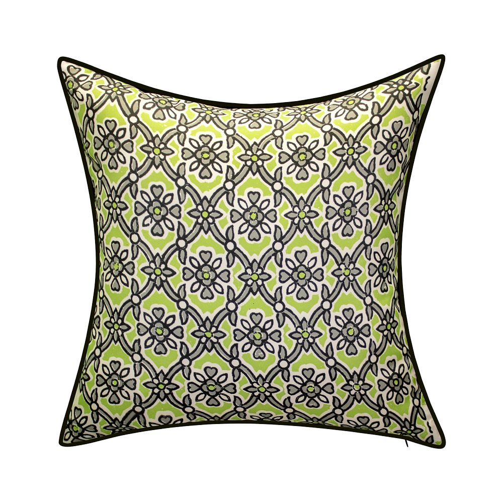 Edie@Home Indoor Outdoor Reversible Antique Tile Print Throw Pillow