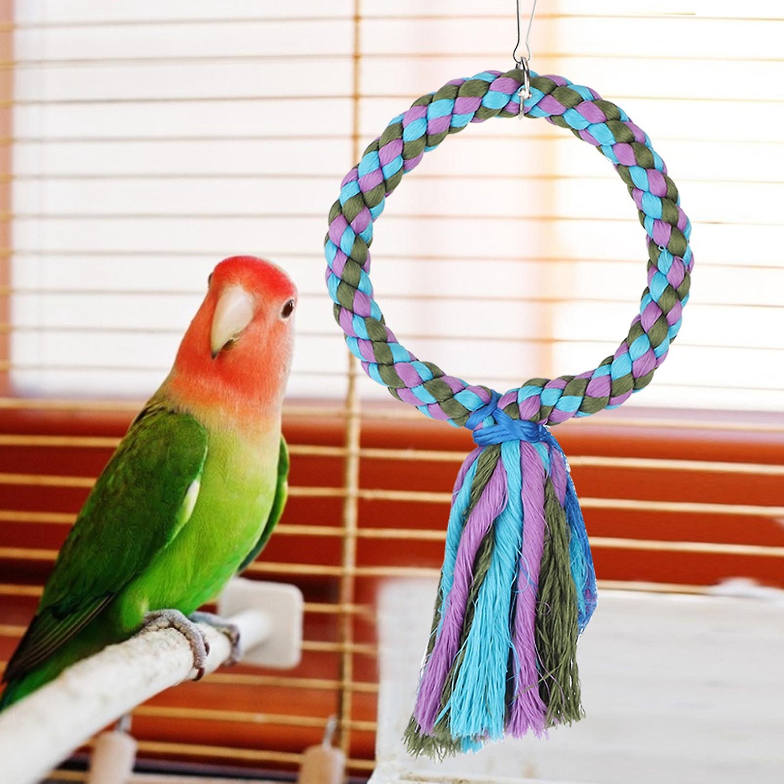 Bird Parrot Swing Toy Hanging Ring Triangle Cage Perch Toys For Budgie Cockatiels(large Ring)