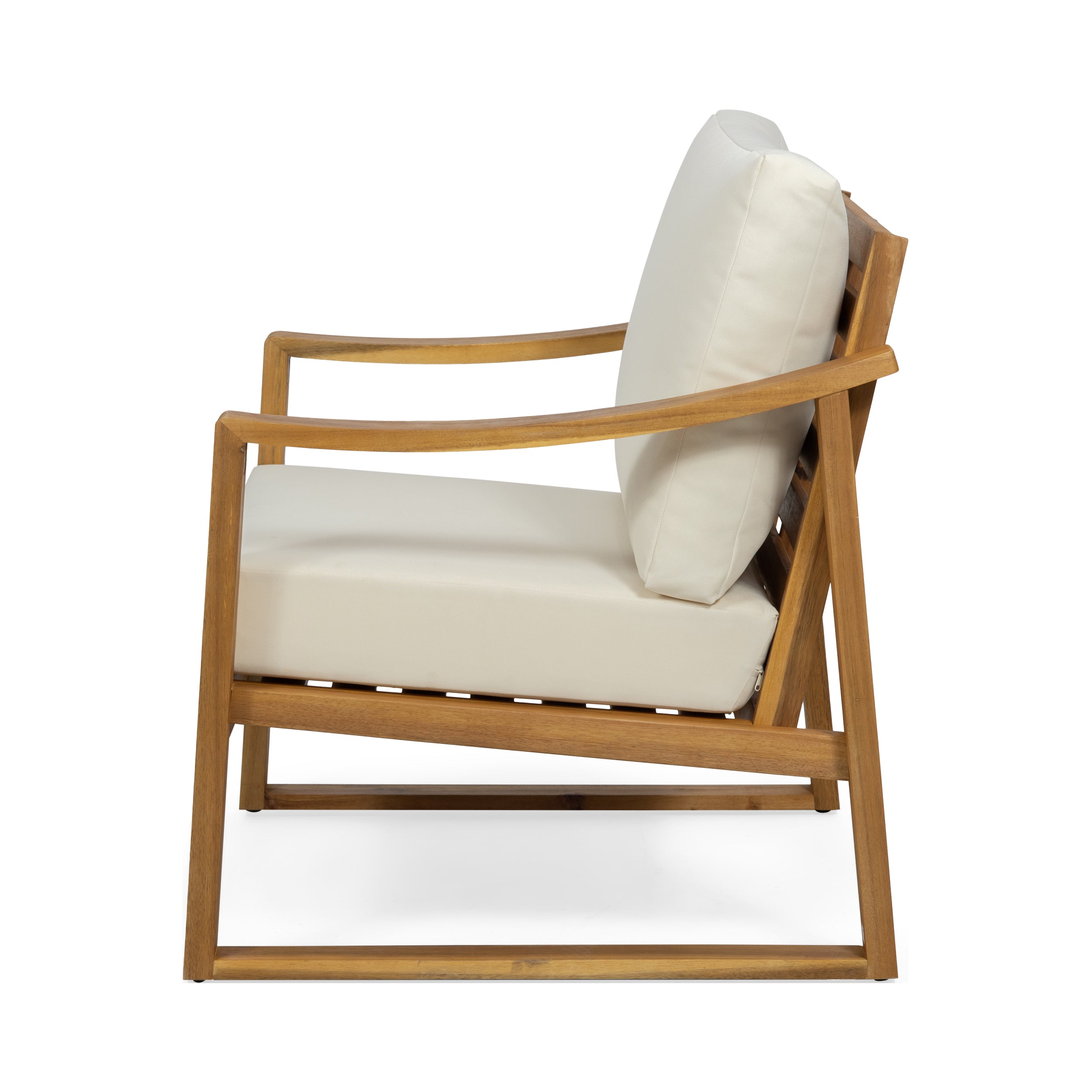 Johnlucas Outdoor Acacia Wood Club Chair with Cushion