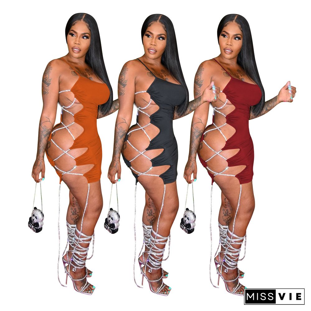 Cool Sexy Lace-Up Cut-Out Dress