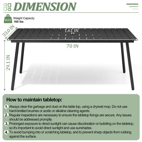 VredHom Outdoor Patio Aluminum Dining Table