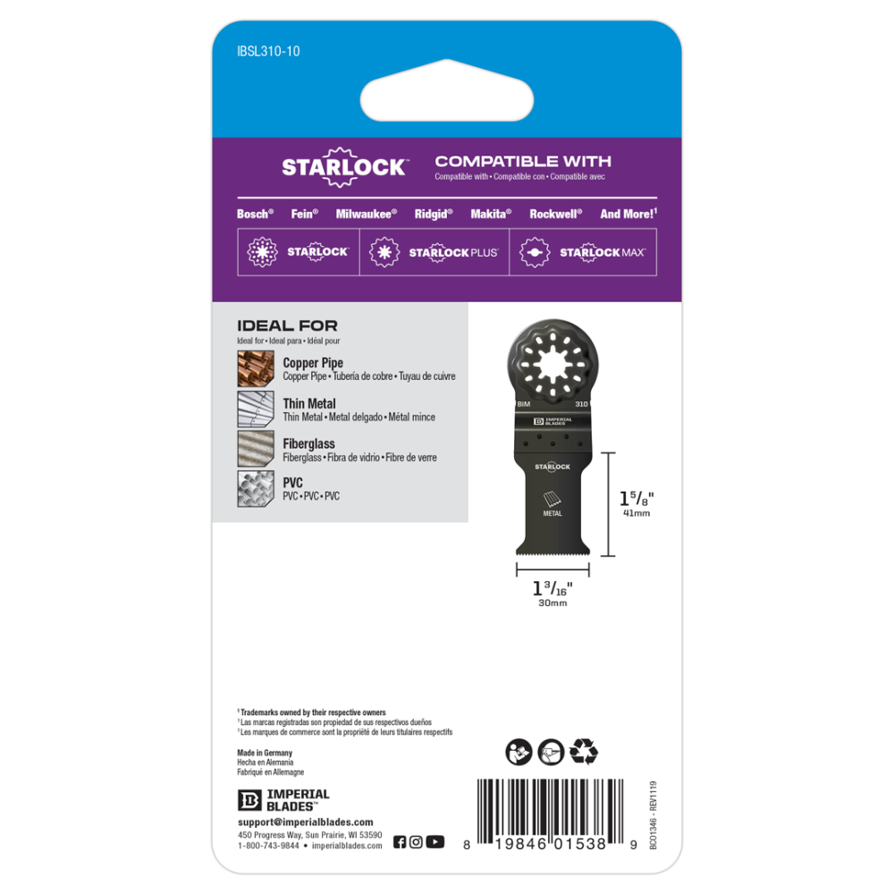 Starlock™ 1-1/8 Standard Metal Blade， 10PC ;