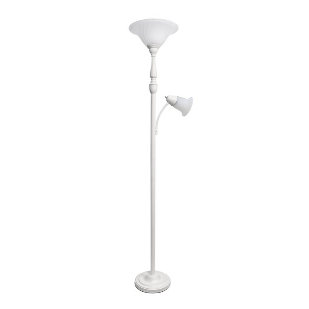 Torchiere Floor Lamp With Reading Light And Marble Glass Shade Lalia Home