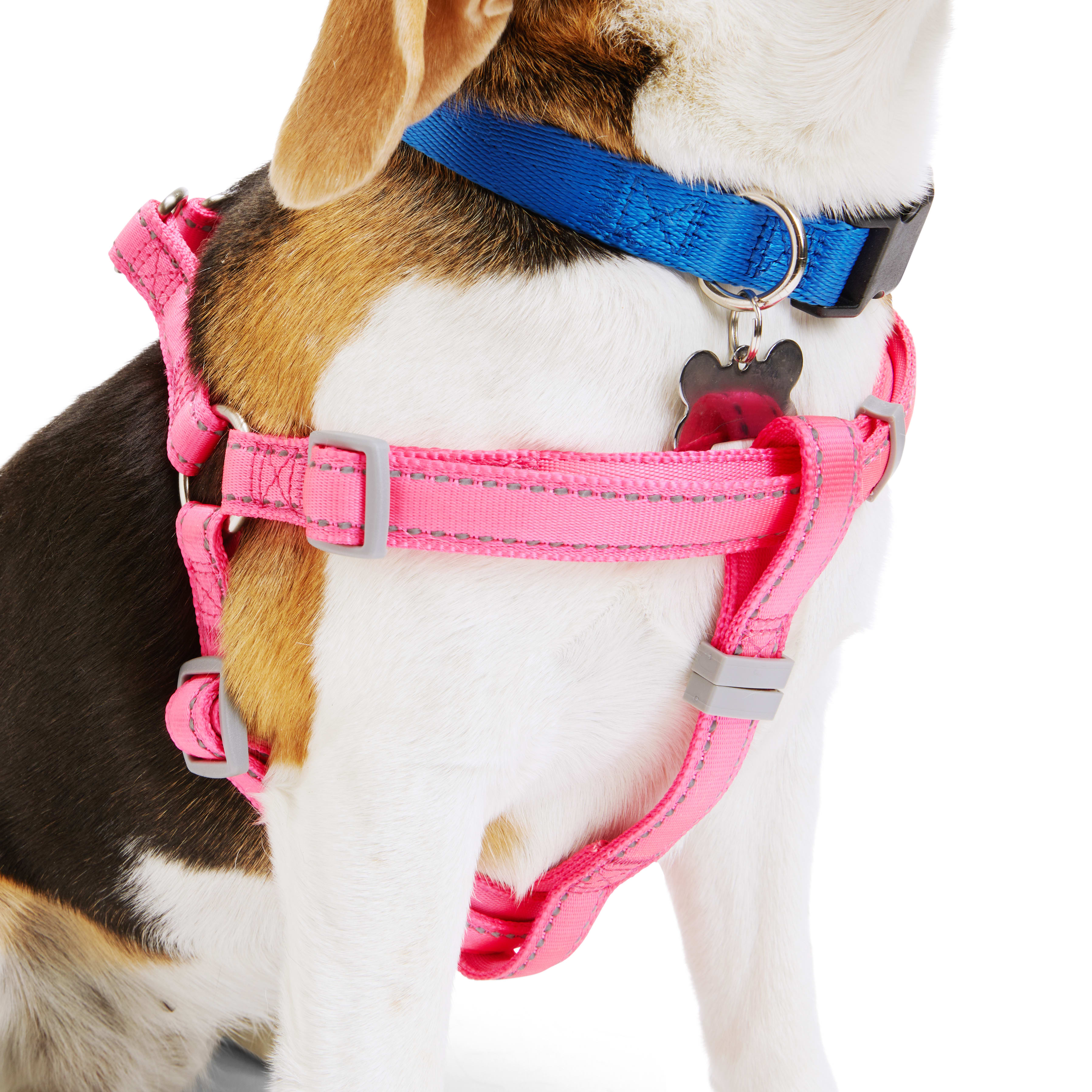 YOULY Reflective Adjustable Padded Pink Dog Harness， Small