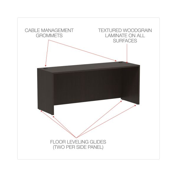 Alera Valencia Series Credenza Shell， 70.88w x 23.63d x 29.5h， Espresso