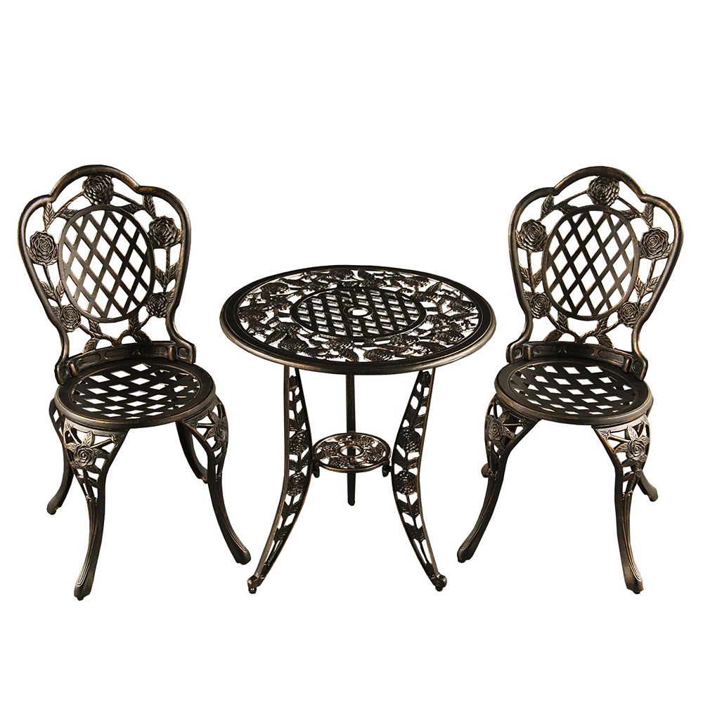 Ornate Rose Indoor / Outdoor Chair and Bistro Table 3-piece Set