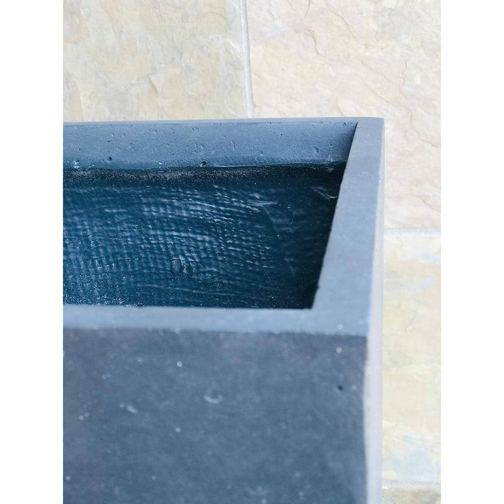 KANTE 28 in. H Square Charcoal Concrete/Fiberglass Indoor Outdoor Modern Tall Planter OSF0002C-C60121