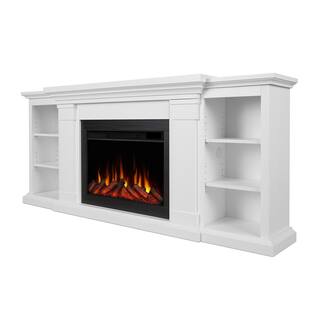 Real Flame Winterset Slim 74 in. Freestanding Wooden Electric Fireplace TV Stand in White 8022E-W