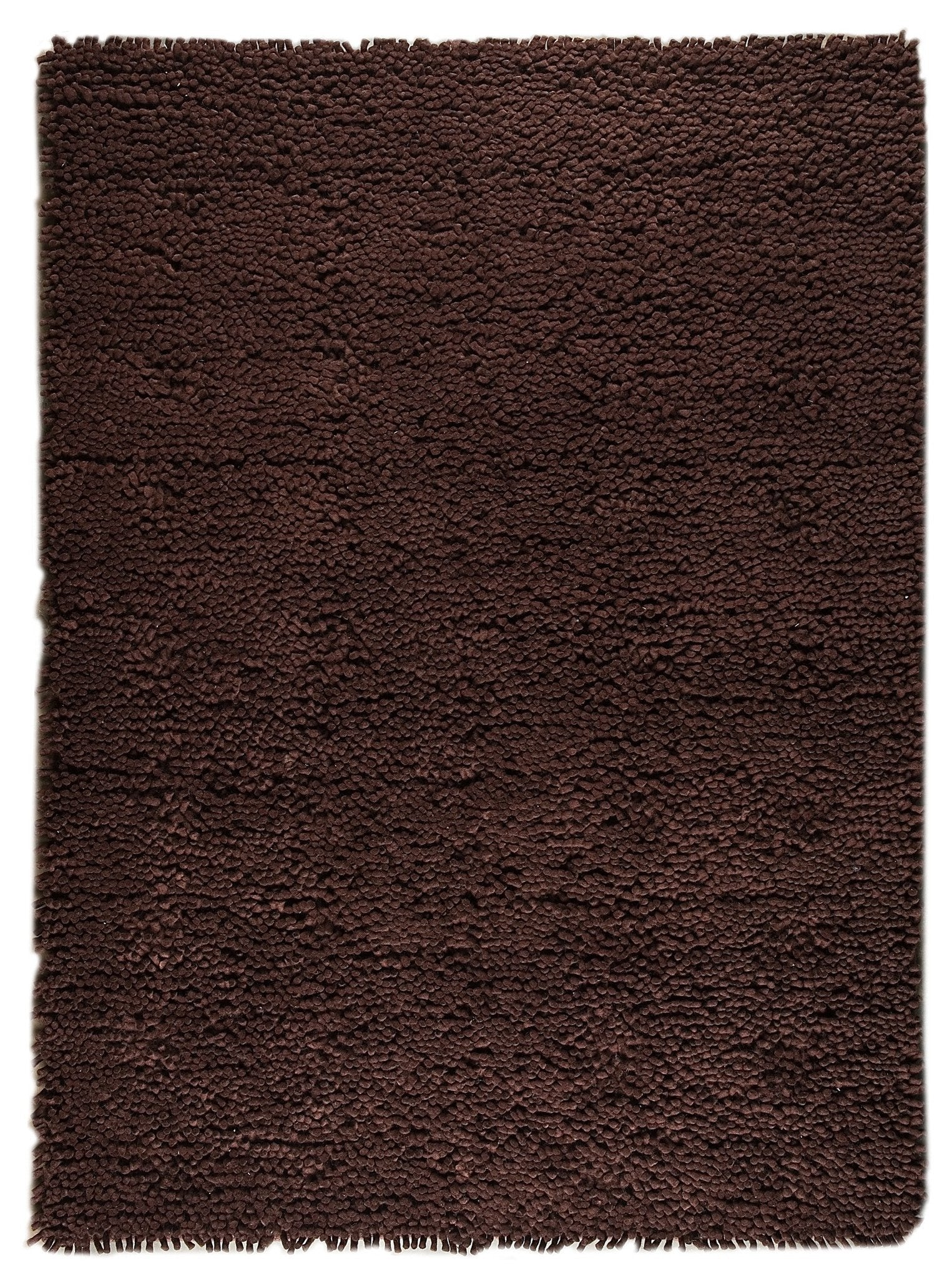 Berber Collection Hand Woven Wool Shag Area Rug in Brown