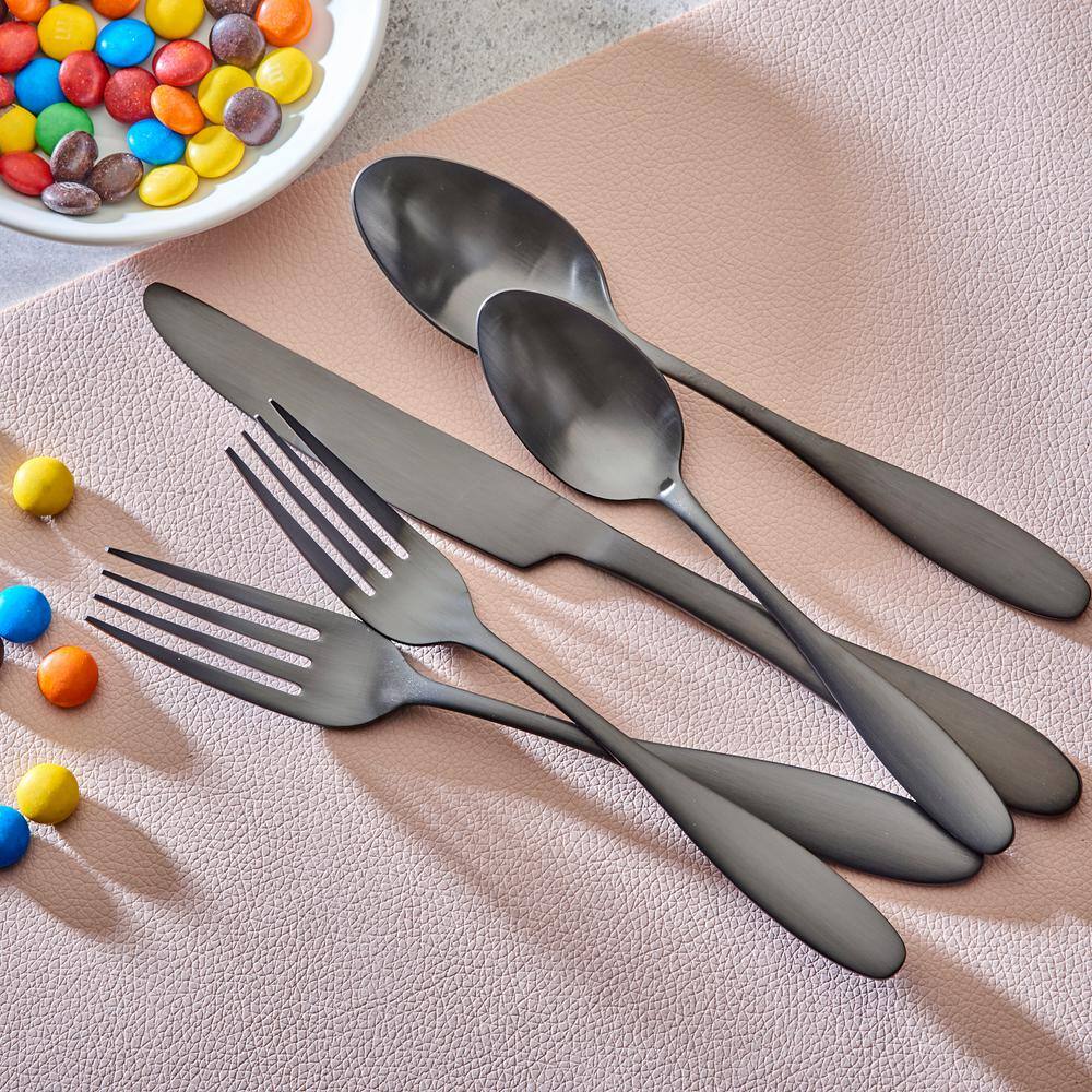 ORNATIVE Ellie 20 Piece Matte Black 180 Stainless Steel Flatware Set Service for 4 09320MBR1