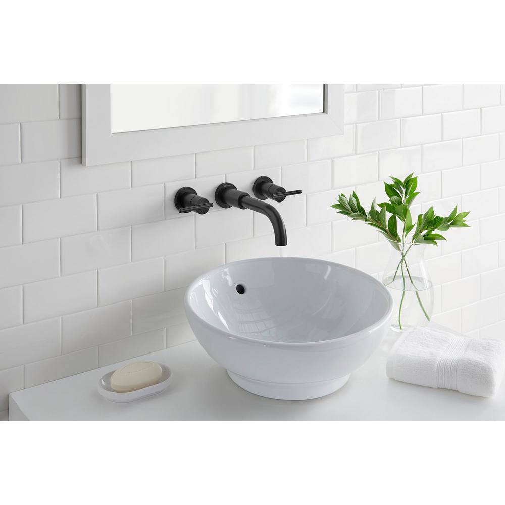 Glacier Bay Modern 2-Handle Wall Mount Bathroom Faucet in Matte Black HD67140W-6110H