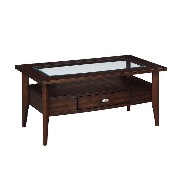 Genoas Traditional Walnut and Glass Coffee Table by Furniture of America