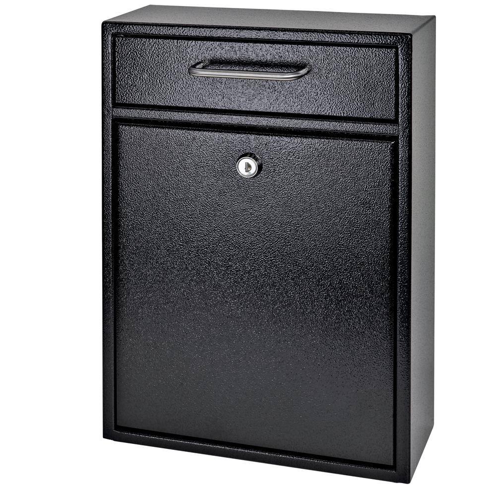 Mail Boss Olympus Locking Wall-Mount Drop Box with High Security Reinforced Patented Locking System Black 7412