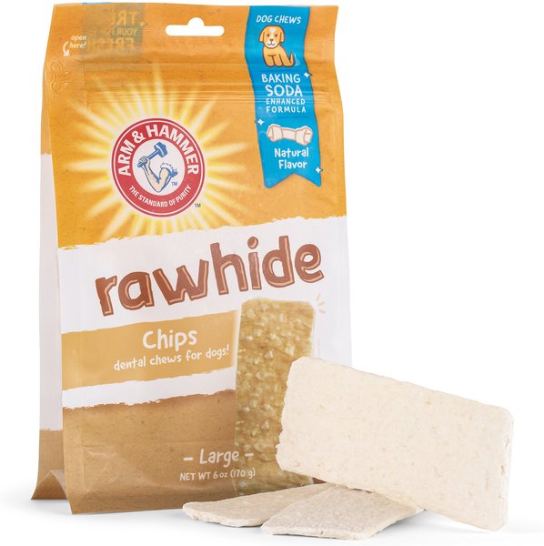 Arm and Hammer Large Rawhide Chips Dog Treats， 6-oz bag